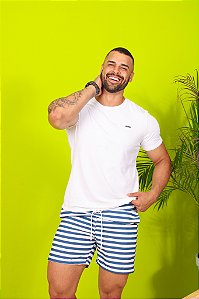 Bermuda Masculina - LISTRADO AZUL HORIZONTAL