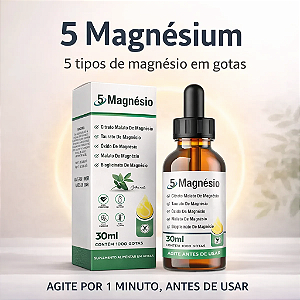 Magnésio em Gotas 30ml – Alta Absorção com 5 Tipos de Magnésio