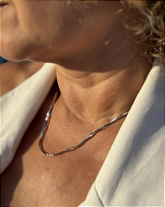 Colar fita trançado steel glow inox