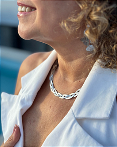 Colar Fita Trançado Steel Glow Inox