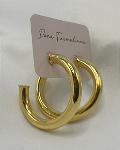 Argola Tubo Lisa banhada em ouro 18k