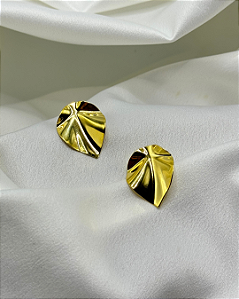 Brinco Folha Orgânico banhado em ouro 18k
