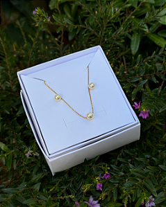 Conjunto Clean Pérola banhado em ouro 18k