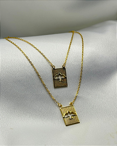 Colar Escapulário Espirito Santo banhado em ouro 18k