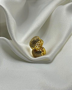 Argola Bojuda Micro Zircônias banhada em ouro 18k