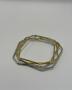 Bracelete Design Aro Quadrado Liso banhado em ouro 18k