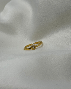 Anel Minimalista Cristal Regulável Banhado em Ouro 18k