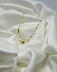 Colar Bolinha Pérola Banhado em Ouro 18k