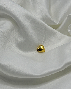 Colar Fio de Nylon Coração Banhado em Ouro 18k