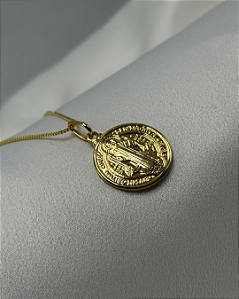 Colar Veneziana com Medalha São Bento Banhado em Ouro 18k