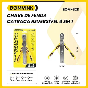 Chave De Fenda Com Catraca Reversível Ímã 8 Em 1 Bits S2 Multifuncional