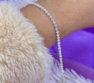 Pulseira rivieira cristal banhada a prata