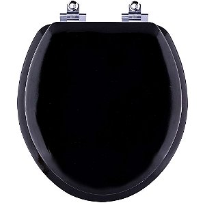 Tampa de Vaso Sanitário Almofadado com Amortecedor Oval Preta