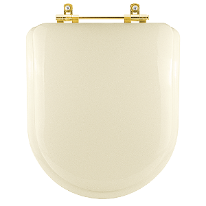 Tampa de Vaso Sanitário Almofadado Carrara Creme Bege Claro para vaso Deca com Ferragem Dourada