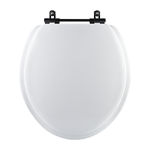 Tampa de Vaso Sanitário Almofadado Convencional Oval Universal Branco com Ferragem Preta