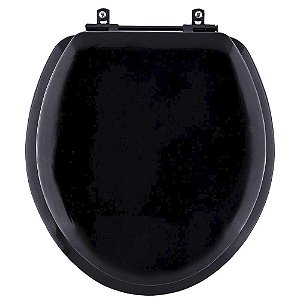 Tampa de Vaso Sanitário Almofadado Convencional Preto Universal com Ferragem Preta