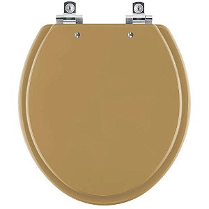 Tampa de Vaso Sanitário Laqueado Soft Close Convencional Oval Amarelo Terra para vaso Celite