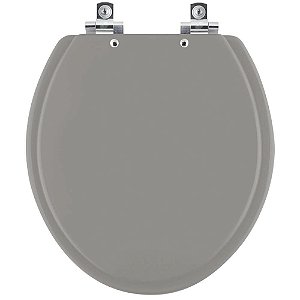 Tampa de Vaso Sanitário Laqueado Soft Close Convencional Oval Cinza Perola para vaso Celite