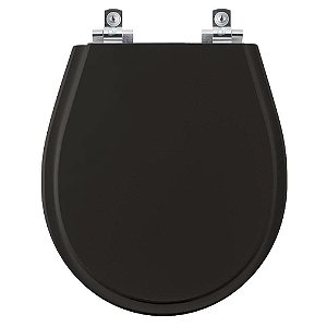 Tampa de Vaso Sanitário Laqueado Soft Close Aries Preto para vaso Eternit