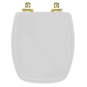 Tampa de Vaso Sanitário Laqueado Soft Close Stylus Cinza Prata para vaso Celite com Ferragem Dourada