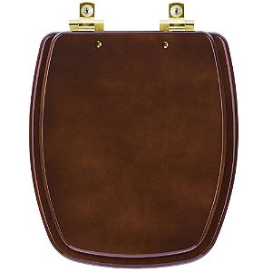 Tampa de Vaso Sanitário Laqueado Soft Close Stylus Marrom Degrade para vaso Celite com Ferragem Dourada