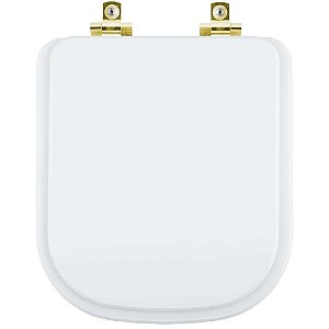 Tampa de Vaso Sanitário Laqueado Soft Close Axis Branco para vaso Deca com Ferragem Dourada