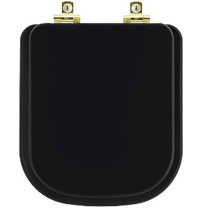 Tampa de Vaso Sanitário Laqueado Soft Close Axis Ébano (Preto) para vaso Deca com Ferragem Dourada