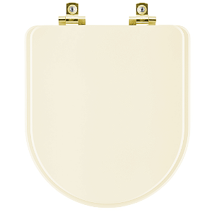 Tampa de Vaso Sanitário Laqueado Soft Close Duna Creme para vaso Deca com Ferragem Dourada