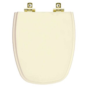 Tampa de Vaso Sanitário Laqueado Soft Close Monte Carlo Creme para vaso Deca com Ferragem Dourada