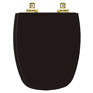 Tampa de Vaso Sanitário Laqueado Soft Close Monte Carlo Ébano (Preto) para vaso Deca com Ferragem Dourada