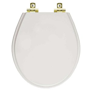 Tampa de Vaso Sanitário Laqueado Soft Close Ravena Cinza Real para vaso Deca com Ferragem Dourada