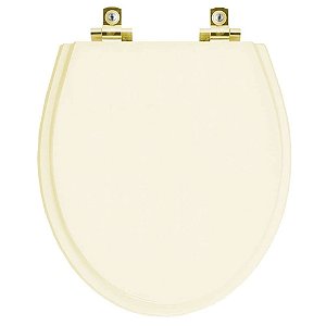 Tampa de Vaso Sanitário Laqueado Soft Close Ritz Creme para vaso Deca com Ferragem Dourada