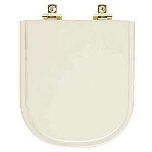 Tampa de Vaso Sanitário Laqueado Soft Close Vogue Plus Creme para vaso Deca com Ferragem Dourada