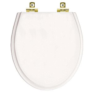 Tampa de Vaso Sanitário Laqueado Soft Close Windsor Branco para vaso Deca com Ferragem Dourada