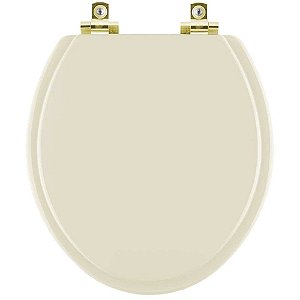 Tampa de Vaso Sanitário Laqueado Soft Close Atlantis Marfim para vaso Hervy com Ferragem Dourada