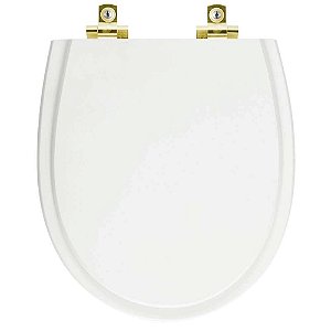 Tampa de Vaso Sanitário Laqueado Soft Close Polo Branco para vaso Hervy com Ferragem Dourada