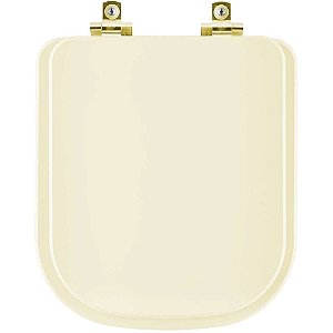 Tampa de Vaso Sanitário Laqueado Soft Close Misti Palha para vaso Icasa com Ferragem Dourada