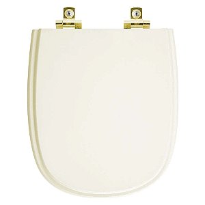 Tampa de Vaso Sanitário Laqueado Soft Close Sabatini Palha para vaso Icasa com Ferragem Dourada