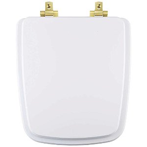 Tampa de Vaso Sanitário Laqueado Soft Close Boss Branco para vaso Incepa com Ferragem Dourada