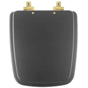 Tampa de Vaso Sanitário Laqueado Soft Close Boss Onix (Preto Fosco) para vaso Incepa com Ferragem Dourada