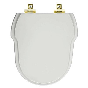 Tampa de Vaso Sanitário Laqueado Soft Close Ibiza Cinza Platina para vaso Incepa com Ferragem Dourada