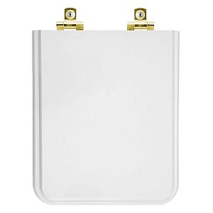 Tampa de Vaso Sanitário Laqueado Soft Close Square Branco para vaso Incepa com Ferragem Dourada