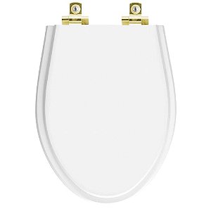 Tampa de Vaso Sanitário Laqueado Soft Close Absolute Branco para vaso Ideal Standard com Ferragem Dourada