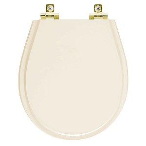 Tampa de Vaso Sanitário Laqueado Soft Close Avalon Bone para vaso Ideal Standard com Ferragem Dourada