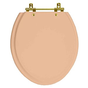 Tampa de Vaso Sanitário Laqueado Convencional Oval Pêssego 73 para vaso Celite com Ferragem Dourada