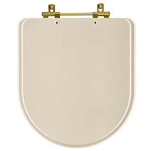 Tampa de Vaso Sanitário Laqueado Carrara Amendoa para vaso Deca com Ferragem Dourada