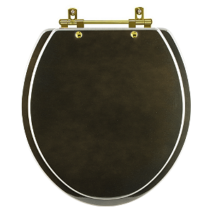 Tampa de Vaso Sanitário Laqueado Convencional Oval Universal Marrom Degradê com Ferragem Dourada