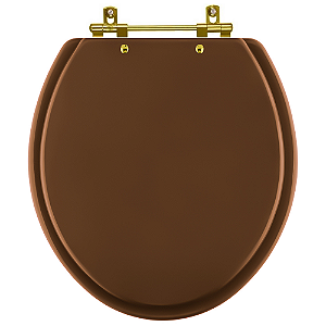 Tampa de Vaso Sanitário Laqueado Convencional Oval Universal Ocre com Ferragem Dourada