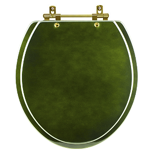 Tampa de Vaso Sanitário Laqueado Convencional Oval Universal Verde Degradê com Ferragem Dourada