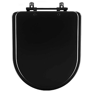 Tampa de Vaso Sanitário Laqueado Carrara Preto para vaso Deca com Ferragem Preta